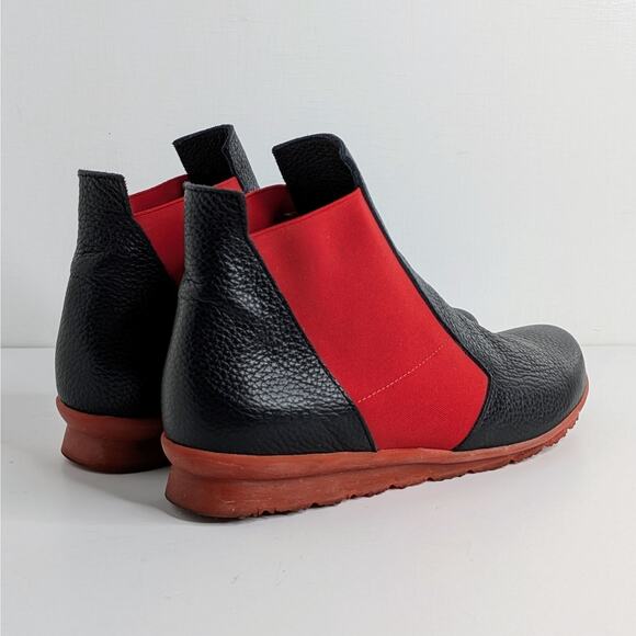 Arche Barssy Chelsea Bootie 38 Black Red Leather Made in France Comfort 7.5-8 - Picture 12 of 13